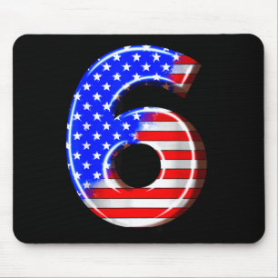 6 Years Old Kids America USA Flag 6th Birthday Mouse Pad