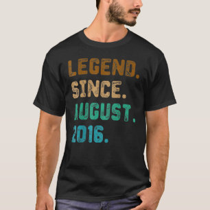 6 Years Old Legend Since August 2016 6th Birthday T-Shirt
