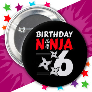 6 Years Old Ninja Party Stars Kids 6th Birthday Cm Round Badge