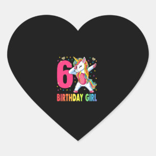 6 Years Old Unicorn Dabbing 6th Birthday Girl Unic Heart Sticker
