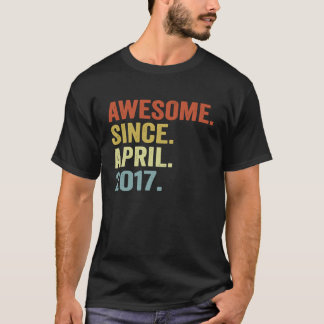 6 Years Old Vintage April 2017 6th Birthday 2 T-Shirt