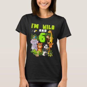 6 Years Old Wild Zoo Theme Birthday Safari Jungle  T-Shirt