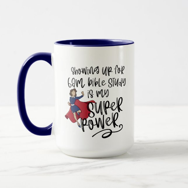 6am SISTER SUPER POWER (Light Skin) Navy Two-Tone Mug (Left)