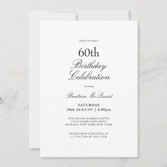 6oth Birthday Invitation Template Portrait (Front)