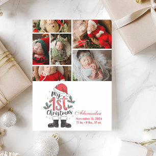 6Photo Cute Santa Baby 1st Christmas Holiday Card