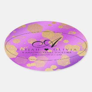6th 33rd 47th 48th Amethyst Wedding Anniversary Oval Sticker