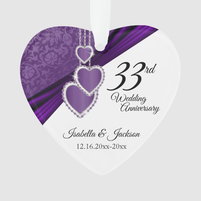 6th / 33rd / 47th Amethyst Anniversary Keepsake Ornament (Front)