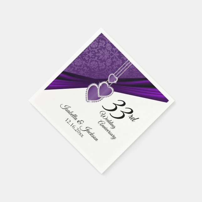 6th / 33rd / 47th Amethyst Wedding Anniversary Napkin (Corner)