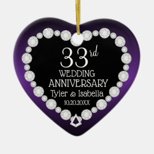 6th / 33rd / 47th Anniversary   Amethyst Purple Ceramic Ornament