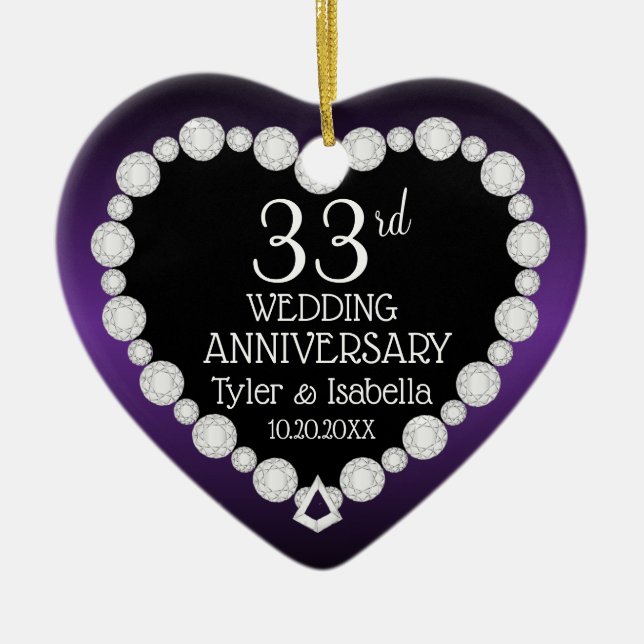 6th / 33rd / 47th Anniversary | Amethyst Purple Ceramic Ornament (Front)