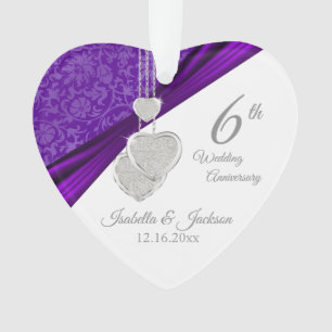 6th Amethyst Wedding Anniversary Keepsake Ornament