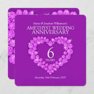 6th amethyst wedding anniversary party invites
