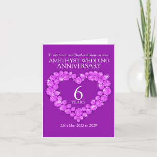 6th amethyst wedding anniversary sister card