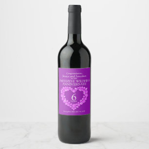 6th Amethyst wedding anniversary wine labels