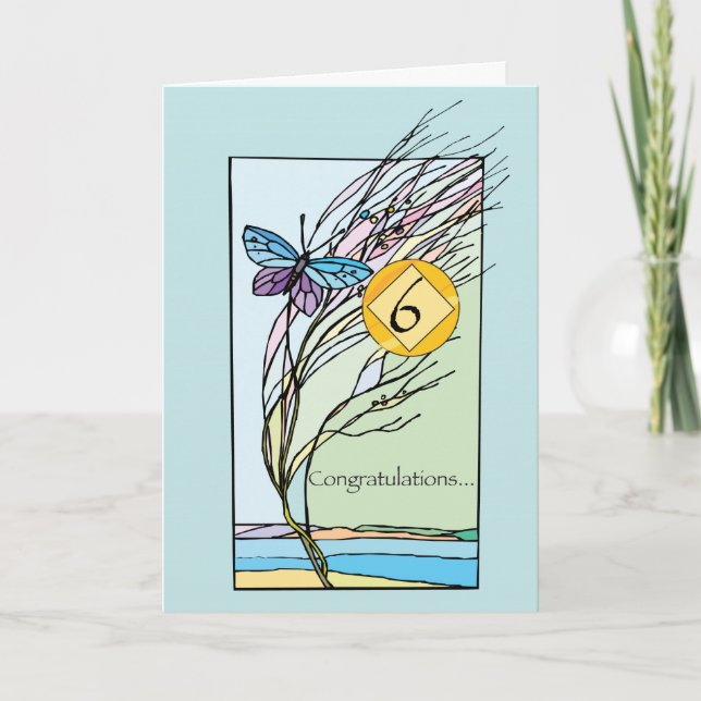 6th Anniversary 12 Step Recovery Support, Encourag Card (Front)