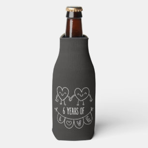 6th Anniversary Gift Chalk Hearts Bottle Cooler
