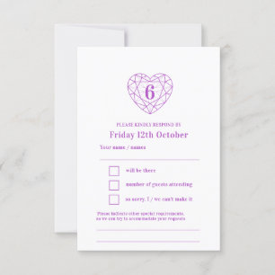6th anniversary purple amethyst reply RSVP Card
