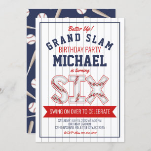 6th Baseball Birthday Invitation