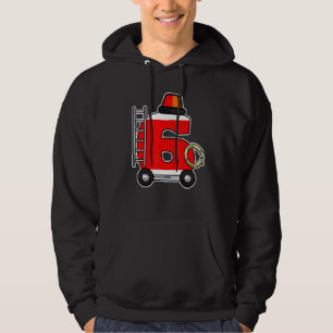 6th Birthday 6 Six Girls And Boys Fire Truck Firef Hoodie