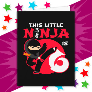 6th Birthday 6 Year Old Kids Party Little Ninja 6 Card