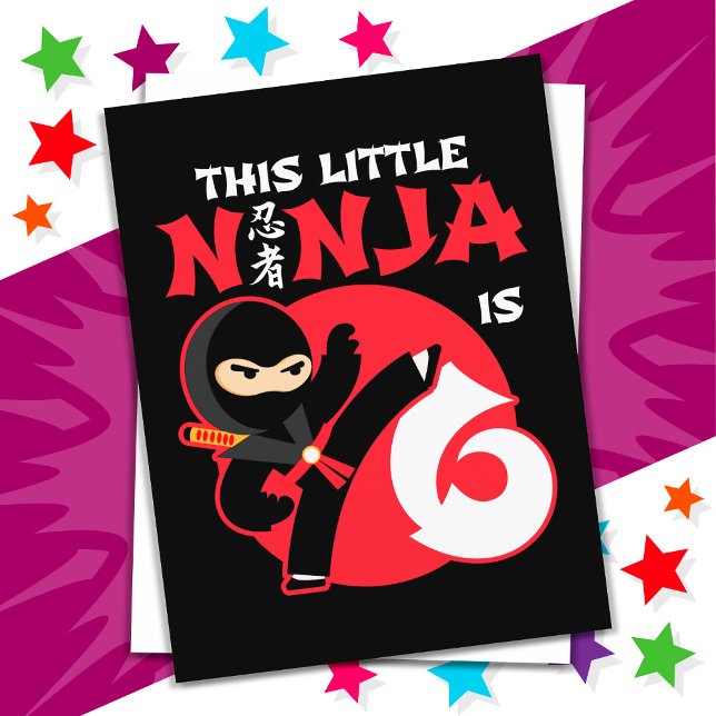 6th Birthday 6 Year Old Kids Party Little Ninja 6 Postcard (Creator Uploaded)