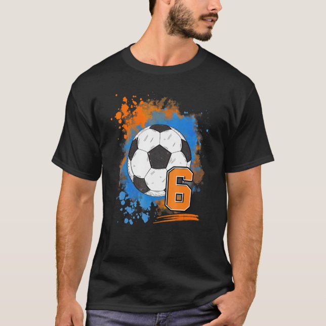 6th Birthday 6 Years Old Soccer Ball T-Shirt (Front)
