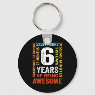 6th birthday 6 years old vintage retro 72 months key ring