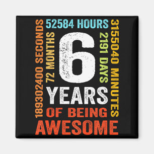 6th birthday 6 years old vintage retro 72 months magnet