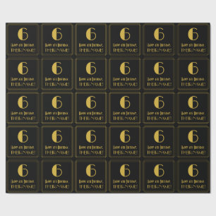 6th Birthday ~ Art Deco Inspired Look "6", Name Wrapping Paper