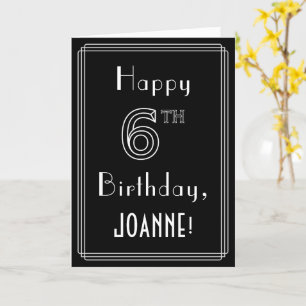 6th Birthday: Art Deco Style # 6 & Custom Name Card
