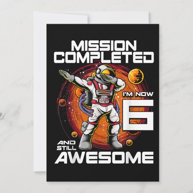 6th Birthday Astronaut 6 Years Old Outer Space Bir Invitation (Front)