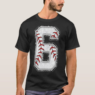 6th Birthday Baseball Big Number 6 Year Old Boy Gi T-Shirt