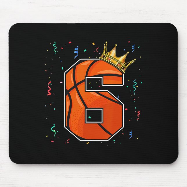 6th Birthday Basketball Big Number 6 Year Old Boy  Mouse Pad (Front)