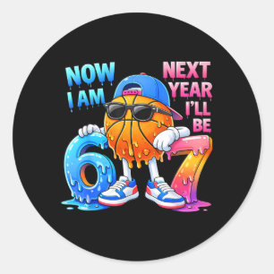 6th Birthday Boy Basball Ice Cream Drip 67 Meme 6 Classic Round Sticker
