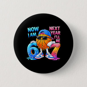 6th Birthday Boy Basball Ice Cream Drip 67 Meme 6 Cm Round Badge