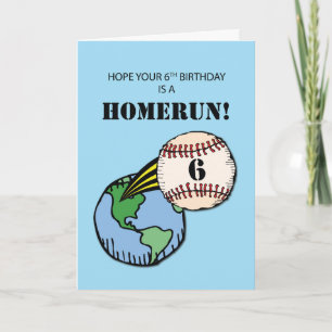 6th Birthday Boy Baseball Home Run Out of World Card