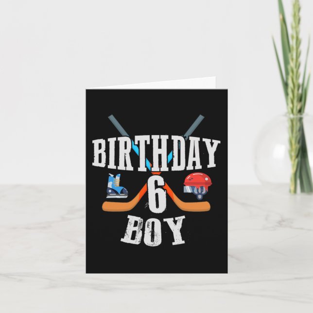 6th Birthday Boy Ice Hockey 6 Years Old Birthday S Card (Front)