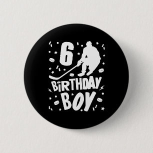 6th Birthday Boy Ice Hockey Kids 6 Years Old Party Cm Round Badge