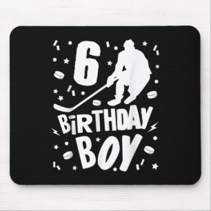 6th Birthday Boy Ice Hockey Kids 6 Years Old Party Mouse Pad