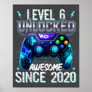 6th Birthday Boy Level 6 Gamer 6 Year Video Game P Poster