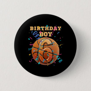 6th Birthday Boy Six 6 Years Old Sketll Players Te Cm Round Badge