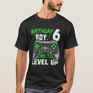 6Th Birthday Boy Six Years Old Level 6 Unlocked Vi T-Shirt