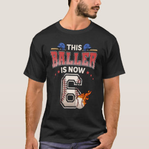 6th Birthday Boys Baseball Player  6 Years Old Kid T-Shirt