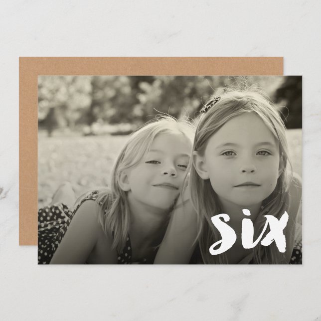 6th Birthday Boys Girls Number Six Photo Overlay I Invitation (Front/Back)