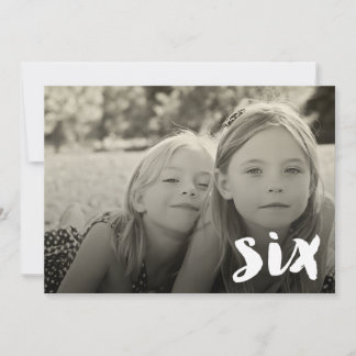 6th Birthday Boys Girls Number Six Photo Overlay Invitation