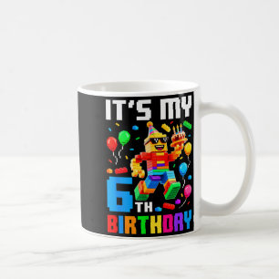 6th birthday building brick 6 years old boys kids coffee mug