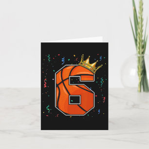 6th Birthday Bysketbyll Big Number 6 Year Old Boy  Card