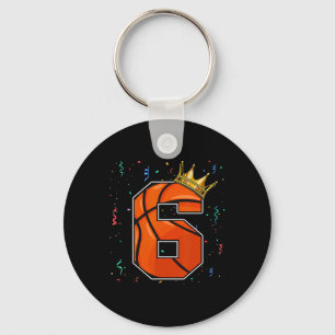 6th Birthday Bysketbyll Big Number 6 Year Old Boy Key Ring
