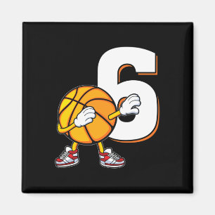 6th Birthday Bysketbyll Player Dabbing 6 Years Old Magnet