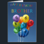 6th Birthday Card coloured balloons<br><div class="desc">Created from an original Studio Porto Sabbia photo! This Coloured Balloons Birthday card is available as an age specific card ages 1 to 12,  in different languages,  for various specific (family) relations and as a Birthday Party Invitation.</div>